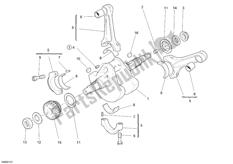 Tutte le parti per il Albero A Gomiti del Ducati Multistrada 1100 USA 2007